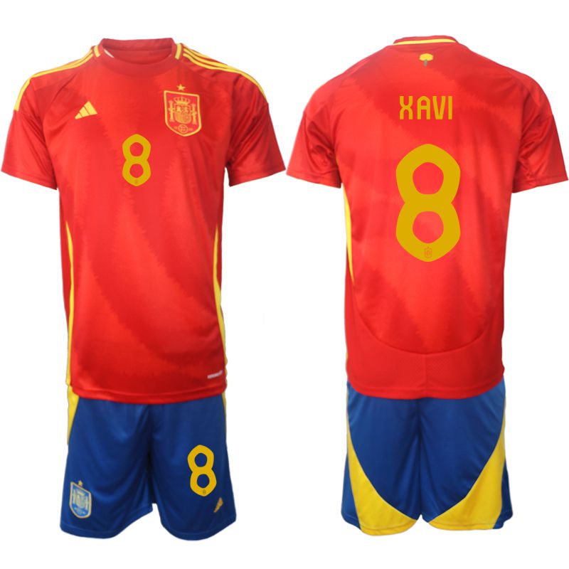 Men 2024-2025 Season Spain home red #8 Soccer Jersey